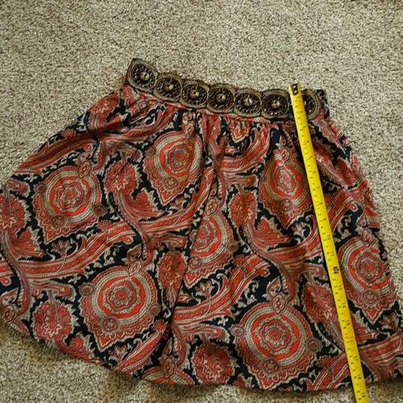 Anthropologie Miami Black Red Beaded Midi Skirt Women - Picture 6 of 8